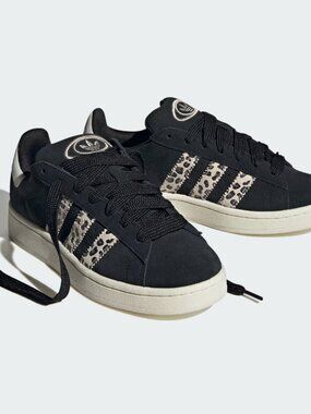 ADIDAS- Originals Campus 00s Sneakers- black w/ leopard print stripes- sz. 7.5
